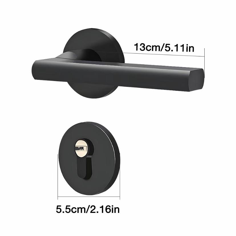 Pegangan Pintu 1 Set Model Kekinian Handle Lock Door Hitam Doff Premium Bedroomiving Room Kunci pintu kamar tidur sederhana,elegan,berkelas tinggi, senyap, tipe hitam universal.