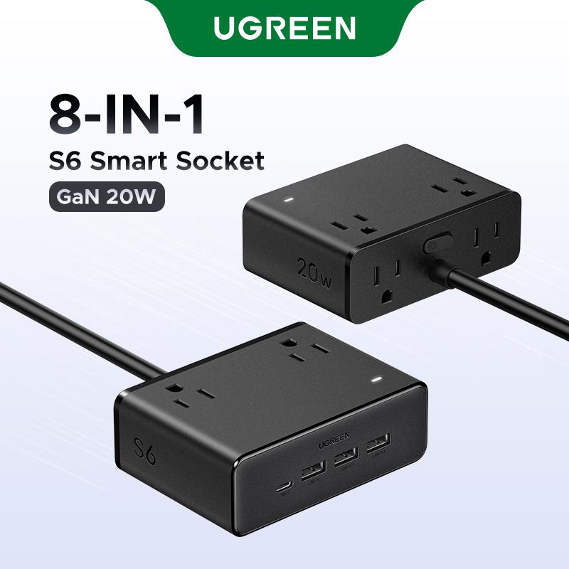 UGREEN Ổ cắm sạc thông minh Nexode S6 GaN 20W Bộ sạc 8in1 đa năng và tiết kiệm năng lượng