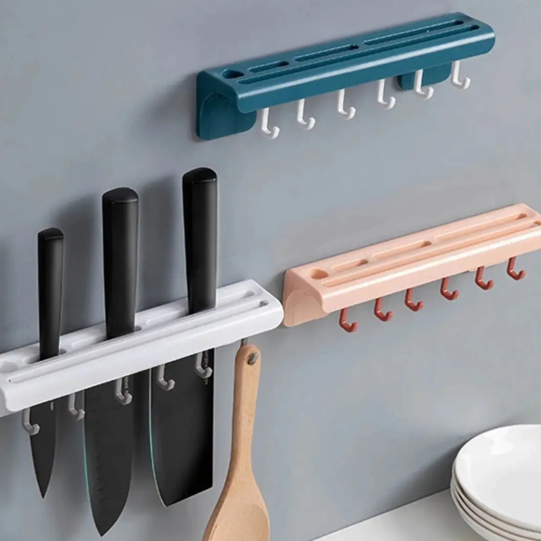 Rak Pisau Tempel Free Perekat Serbaguna Multifungsi Kitchenware