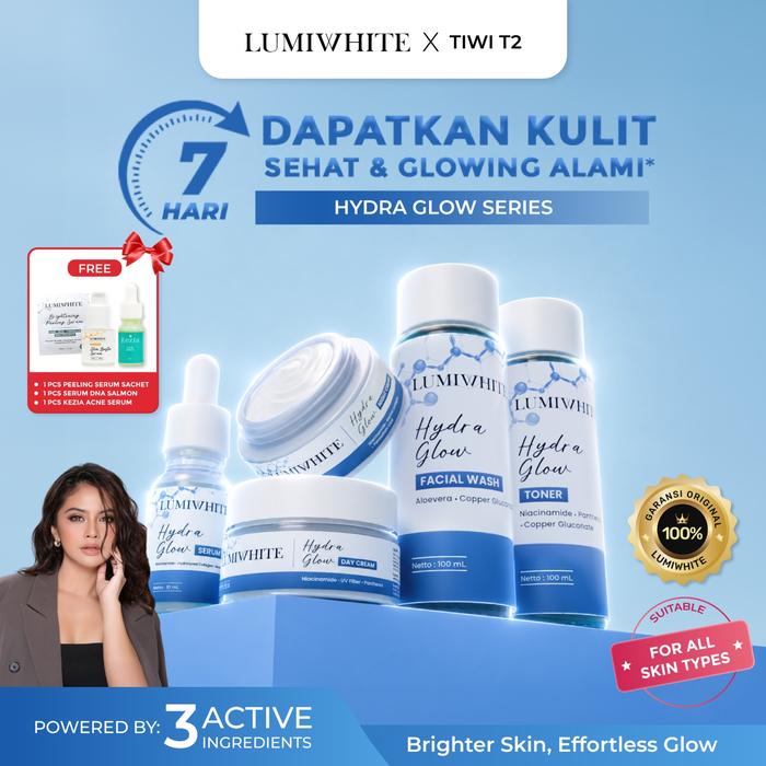 Gambar TIWI T2 x LUMIWHITE - Paket Hydra Glow Series (FREE 1 SR DNA SALMON+1 SACHET PEELING SERUM+SERUM ACNE) dari LUMIWHITE Kota Administrasi Jakarta Pusat Tokopedia