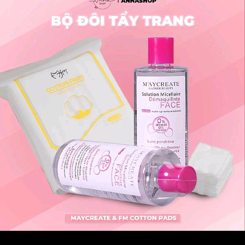 Combo Nước tẩy trang Maycreate 300ml + bông tẩy trang 222m