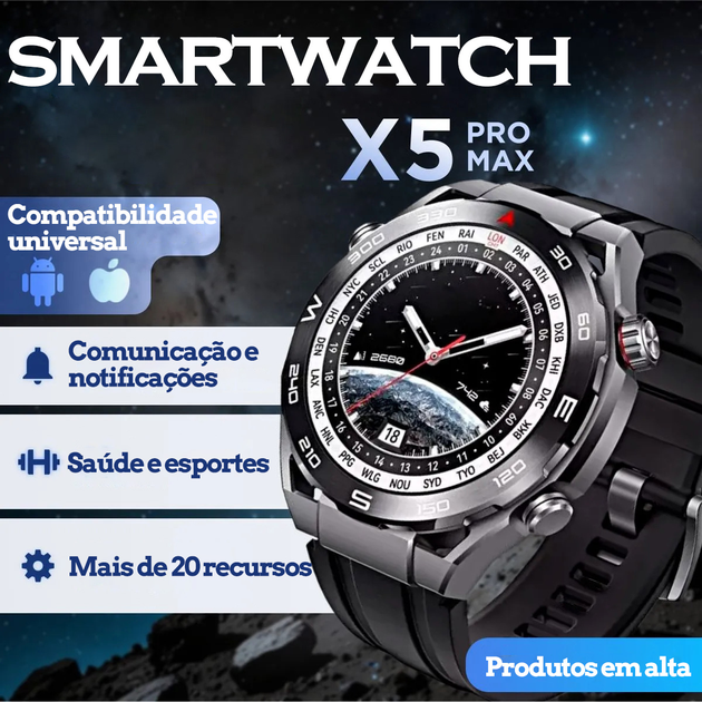 Relógio Inteligente X5PROMAX à Prova d'Água com Bluetooth Chamadas  Esportivos Compatível com Android e iOS
