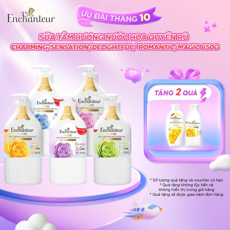 Sữa Tắm Enchanteur 650g + Tặng Dầu Gội 150g – Hương Nước Hoa Quyến Rũ Charming/Sensation/Delightful/Romantic/Magic 650g
