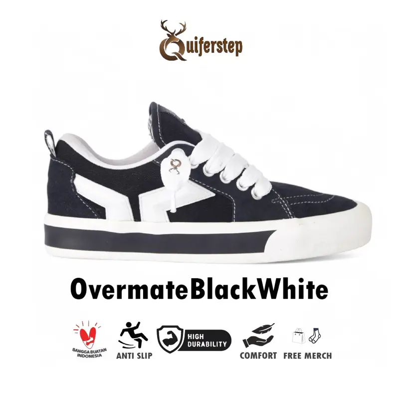 QUIFERSTEP - Sepatu Gemuk Quiferstep Overmate Shoes Black White Terbaru Sneakers Gendut kasual hitam putih pria wanita Sneaker Sekolah Remaja Casual Kekinian