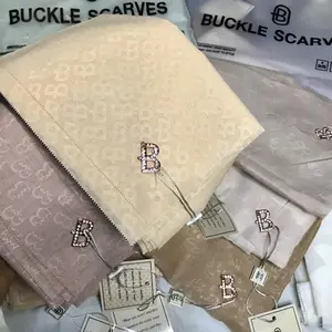 Jilbab Emboss Metal Logo B Free Pouch hijab Segiempat Voal Kerudung Muslim