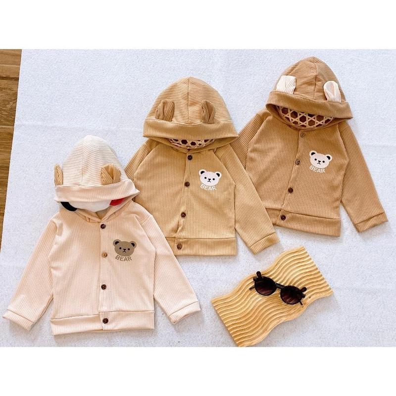 Len Tăm Áo Khoác Cho Bé Len Tăm Mũ Tai Gấu Phong Cách Hàn Quốc Cho Bé quanao tresosinh