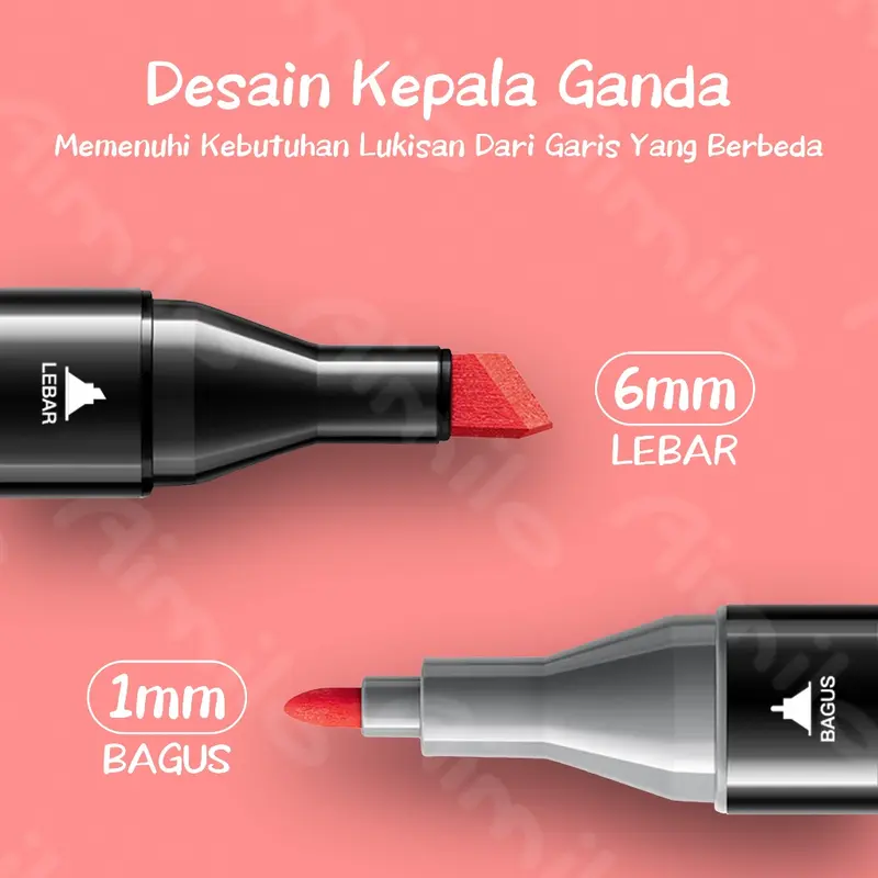 [READY] Aimilo Spidol Warna Warni 1 Set Kemasan Kartun Sketch Marker 2 Tip Touch Marker 48/60/80 Warna 3