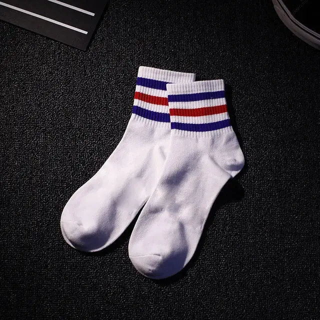 Kaos Kaki Pendek 3/4 Diatas Semata Kaki Skate Oldschool motif Stripe Garis Pria Wanita Nyaman Lembut Ankle Tebal Polos Dewasa Panjang 0