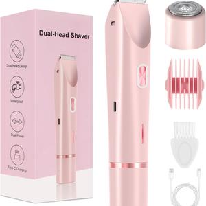 IPX7防水、男女兼用2in1電動シェーバー。充電式で乾湿両用、脚・脇の下・顔・陰毛の脱毛に適しています。USB充電デザイン