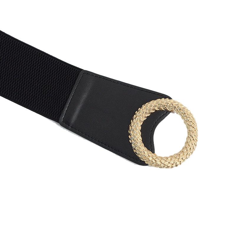 Product Introduction of New Women's Belt Double Ring Decoration Cinched Waist Slim-Fit Elastic Waist Seal with Skirt Coat 18