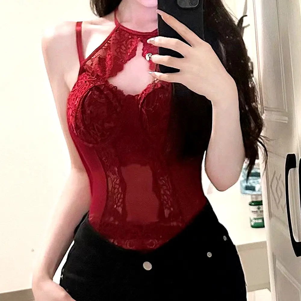 Sexy lingerie lace neck strap, spicy girl slim fit, uniform one-piece suit