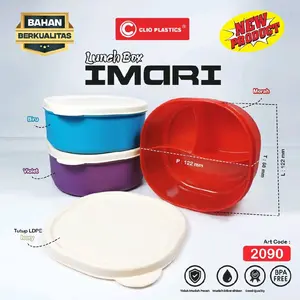 Paket 1-3 Pcs Lunch box Imari  3 Sekat Clio Plastik-Tempat Makan-Kotak Bekal Anak Tk Dan SD Saouvenir ulang Tahun Kitchenware
