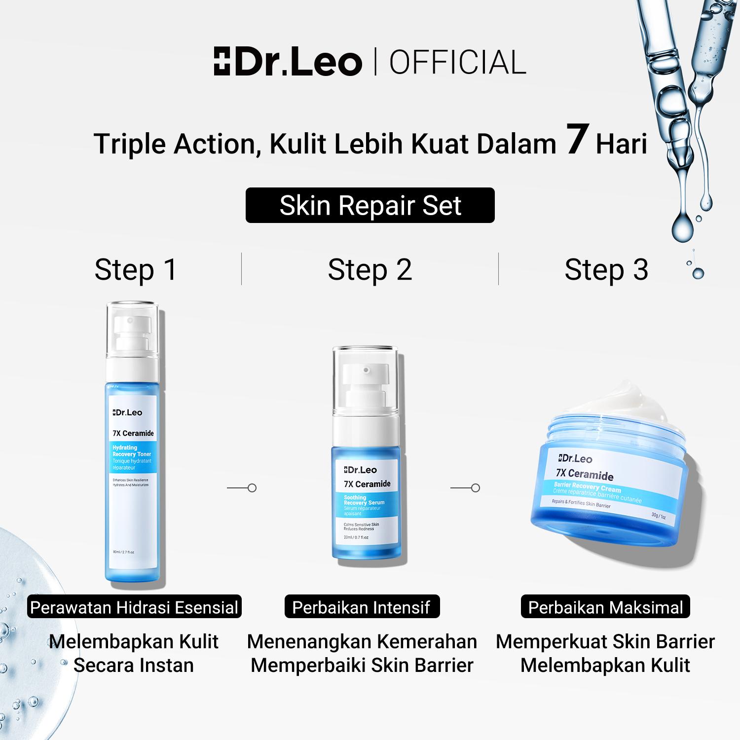 【HOT SALE】Dr.Leo 3PCS Skincare Set | Cleanser + Serum + Moisturizer | Anti Acne & Brightening & Skin Repair Packet | Salicylic Acid & Glycolic Acid