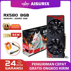 AISURIX New VGA AMD RX 580 8GB VGA Card DDR5 256Bit 2048SP HDMI RADEON