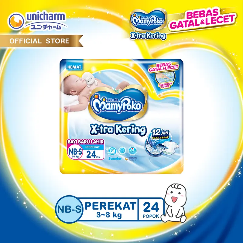 MamyPoko X-tra Kering - NB-S 24 - Popok Perekat Newborn Bayi Baru Lahir 0