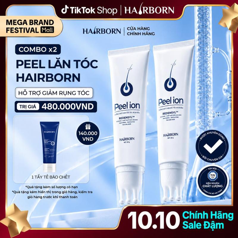 [ FLASH SALE ] Combo 2 Tuýp Peel Lăn Tóc Hairborn Hỗ Trợ Nuôi Dưỡng Tóc, Chăm Sóc Tóc Dưỡng Tóc Giảm Rụng