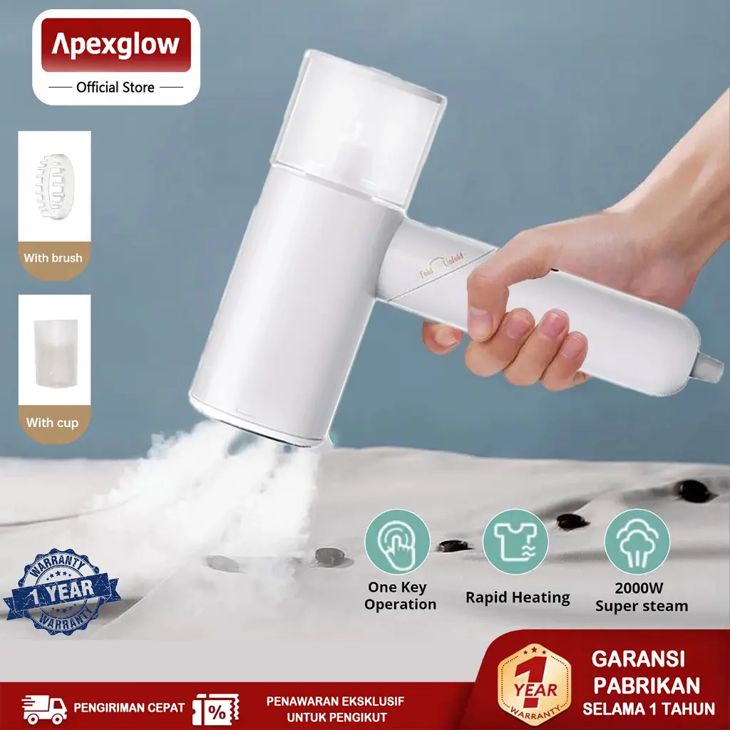 ⚡SUBSIDI 80%⚡APEXGLOW Setrika Uap Low Watt 150ml - Portabel, Handheld & Foldable Desain Ringan Hemat Listrik, Praktis Travel & Rumah Tangga