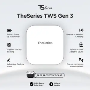 [ FREE CASE ] TheSeries TWS Wireless Gen 3 | Casing Charging Magsafe Adaptif Kontrol Musik Otomatis | Super Bass Audio Spasial IPX4 Waterproof