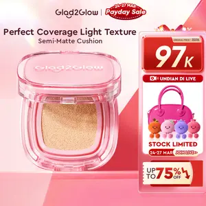 Glad2Glow Perfect cover waterproof cushion dengankandungan skincare mencegah kekusaman dan kulit keringsepanjang hari G2G fondation skin tint Concealer Foundation Wajah foundation cushion anti oksidasi dan tahan lama cushionnya glad2glow