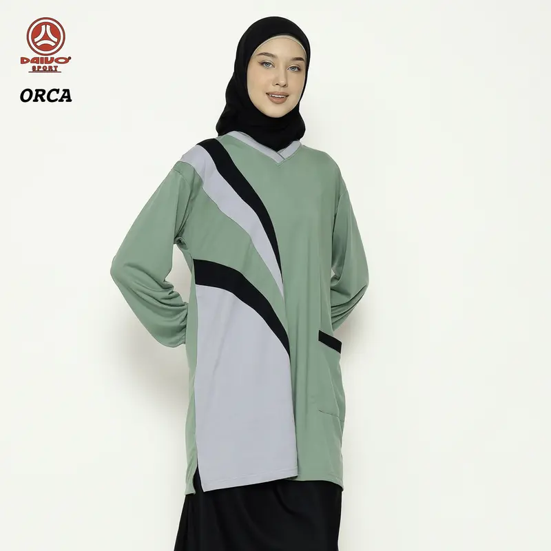 atasan olahraga muslimah tunik wanita/baju kaos olahraga muslim/baju olahraga muslimah tunik wanita Panjang Sport Celana Hitam 1