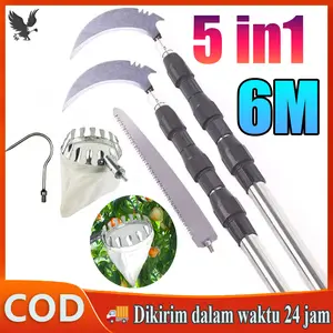 6M Buah Picker Set 6m Orchard Berkebun Peach Apple Pohon Tinggi Alat Pemetik Buah / metal fruit picker Tongkat Panjang Untuk Petik Buah tongkat pemetikpohon buah teleskopikCocok untukmemetik buah yang berada di luarjangkauan pohon atau dahan yang ti