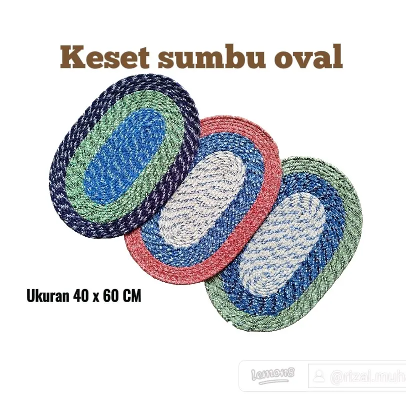 3 Pcs | Keset Sumbu Oval Pelangi Anti Slip Daya Serap Tinggi - Lantai, Benang - Klasik Tradisional keset  kaki