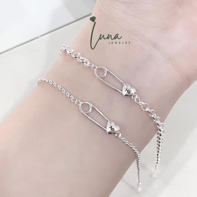   Free Khắc Tên  Lắc tay đôi  Safety pins BẠC TA mẫu mới mix Cờ Tổ Quốc Việt Nam L0034 vòng cặp nam nữ 