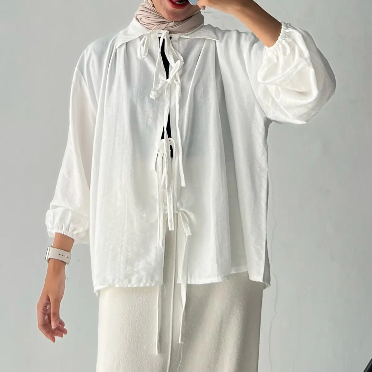Kia Top - Arrawear - Blouse Tali - Baju Tali Pita  - Kemeja Linen Wanita Oversize