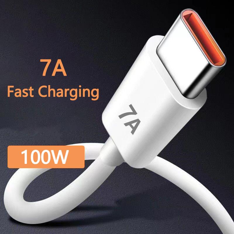 Cáp sạc siêu nhanh USB Type C, 7A, 100W, dành cho Huawei P40 và P30, Cáp dữ liệu sạc nhanh, Tương thích với Oneplus, Realme, POCO và OPPO, Cáp sạc cho Xiaomi Mi 13 và 12 Pro, Tương thích với Samsung Phụ Kiện Sạc Điện Thoại Phone