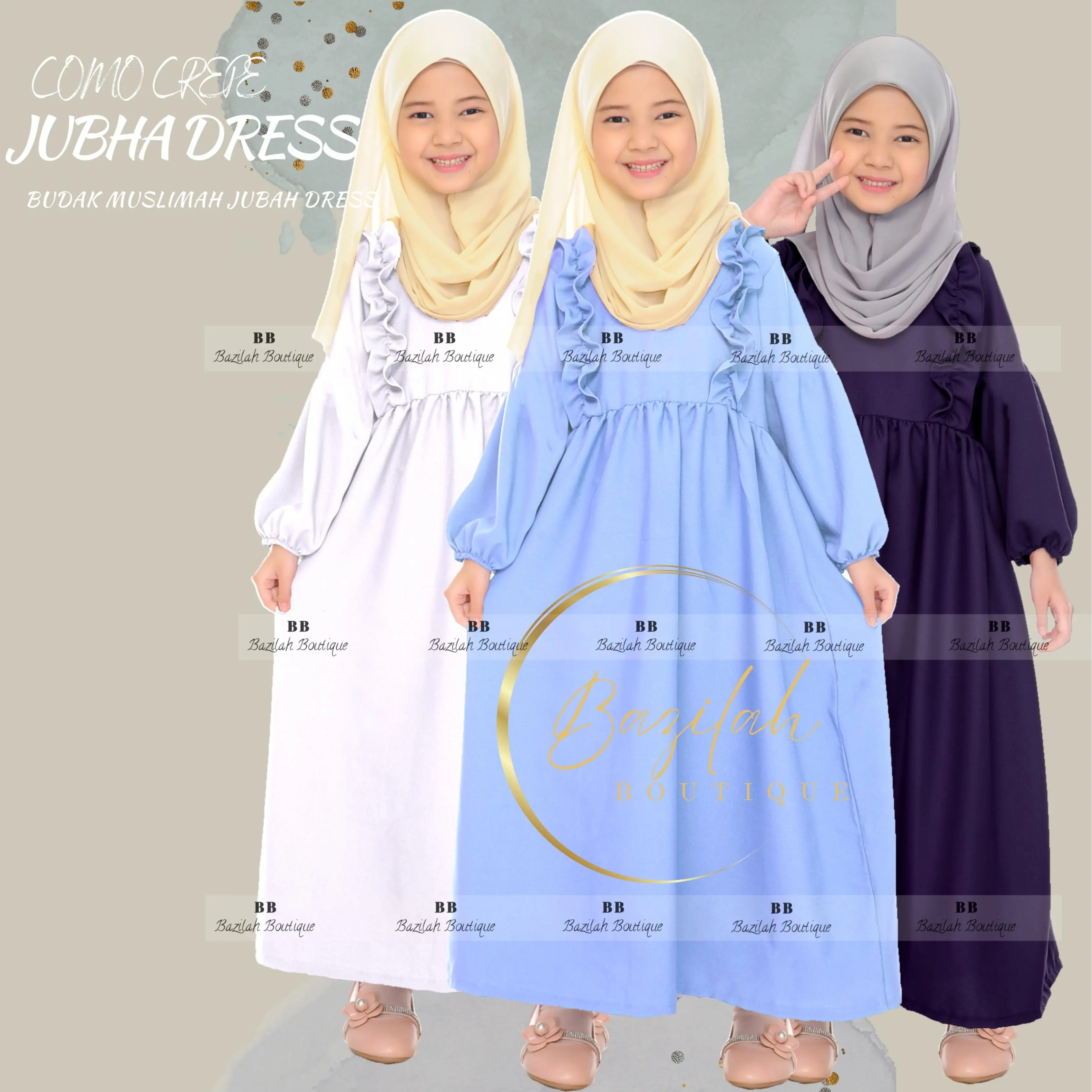 NEW JUBAH BUDAK DRESS NEW ARRIVAL COMO CREPE 2YEARS TO 13YEAR Clothing Costume Baju