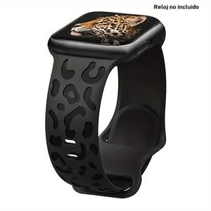 Correa de reloj con estampado de leopardo para Apple Watch, pulsera deportiva de silicona impermeable con diseño de cheetah, correas a juego modernas para iWatch para mujeres y hombres