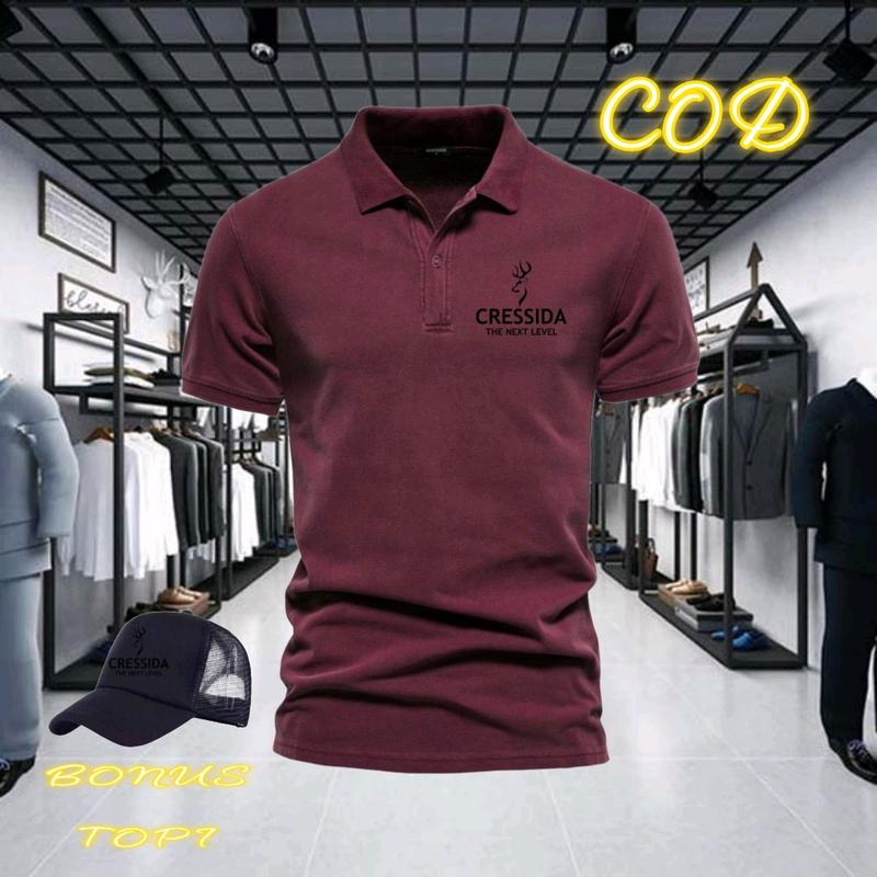 Bonus topi kaos kerah lengan pendek pria dewasa polo keren tebal dan lembut bisa cod 4