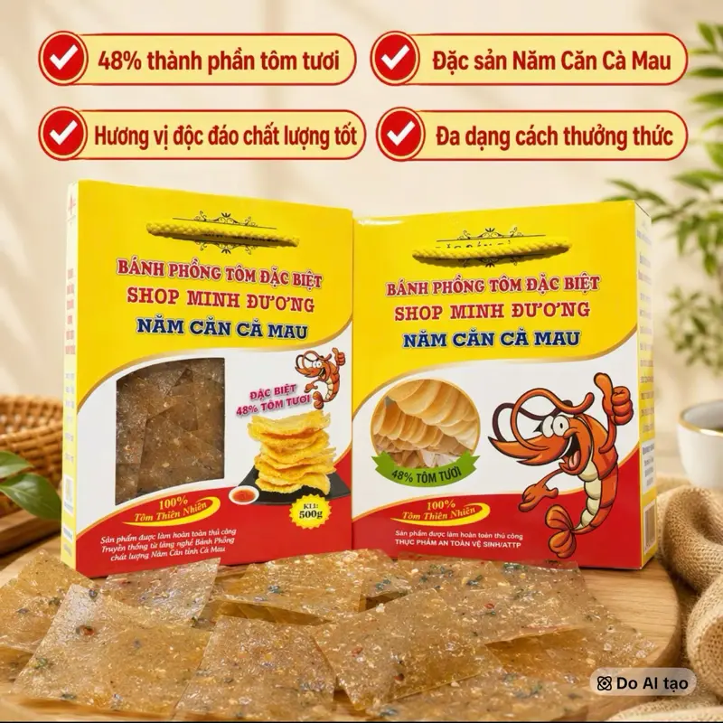 Shop Minh Đương Bánh Phồng Tôm Đặc Sản Năm Căn Cà Mau 48% Tôm Tươi Ngon Chất Lượng Tốt Hương Vị Độc Đáo