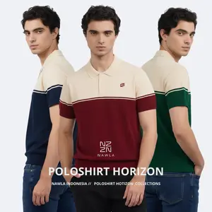 NAWLA - Polo Shirt Atasan Pria Lengan Pendek Navy Maroon Hijau