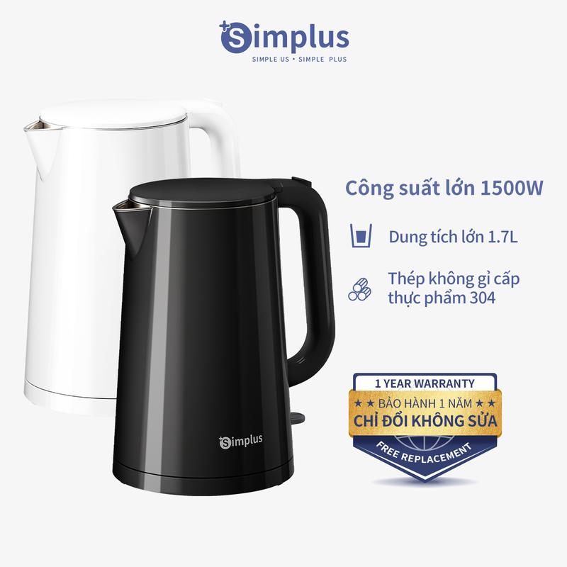 Ấm Đun Nước Simplus Dung Tích 1.7L Công Suất 1500W Bảo Vệ Ngắt Nguồn Chống Cháy DRSH007 Bảo Hành 1 Năm Chỉ Đổi Không Sửa