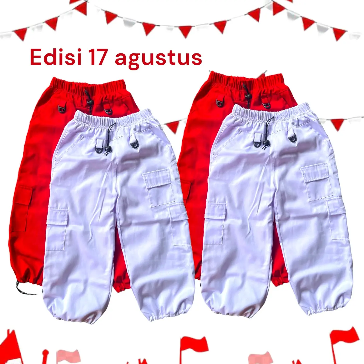 Celana Cargo Anak Rose Cargo Korean style Celana Panjang Anak perempuan Laki laki 1-13tahun merah