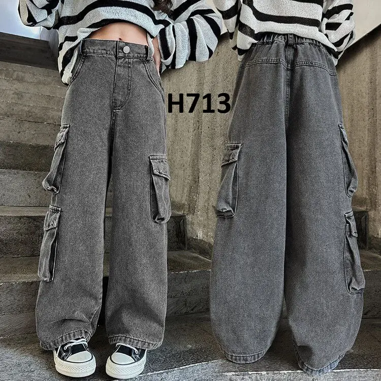 H713 Celana Cargo Jeans Anak Perempuan
