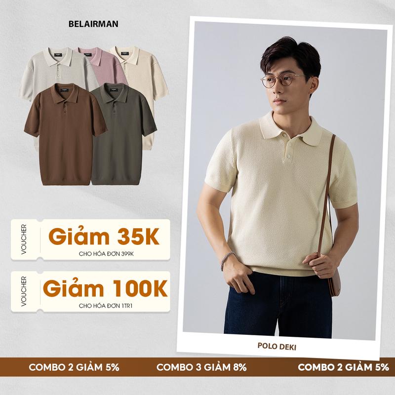 Áo polo dệt kim nam DEKI BELAIRMAN kiểu dáng classic thanh lịch, sang trọng - PLDK0098 Menswear Shirt