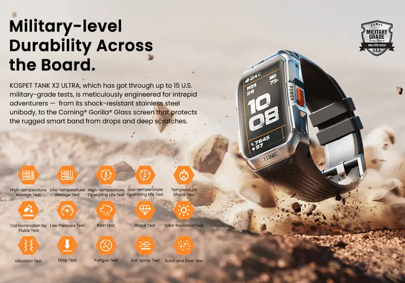 Product Introduction of KOSPET X2 Ultra with GPS&Calls, Smartwatch,Fitness Tracker,44-Day Battery Life,50M Waterproof, AMOLED Display, Full-Metal, Android and iOS Watches, Bluetooth, Smartwatch For Men,Watches For Men,reloj smartwatch Wearable,Smartwatches,Campss Fitness Tracker 4
