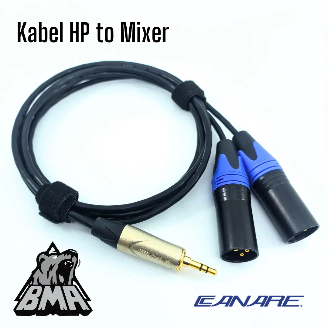 Kabel Jack HP ke Mixer Aux 3.5mm to 2x XLR Male Kabel Audio Canare Berkualitas