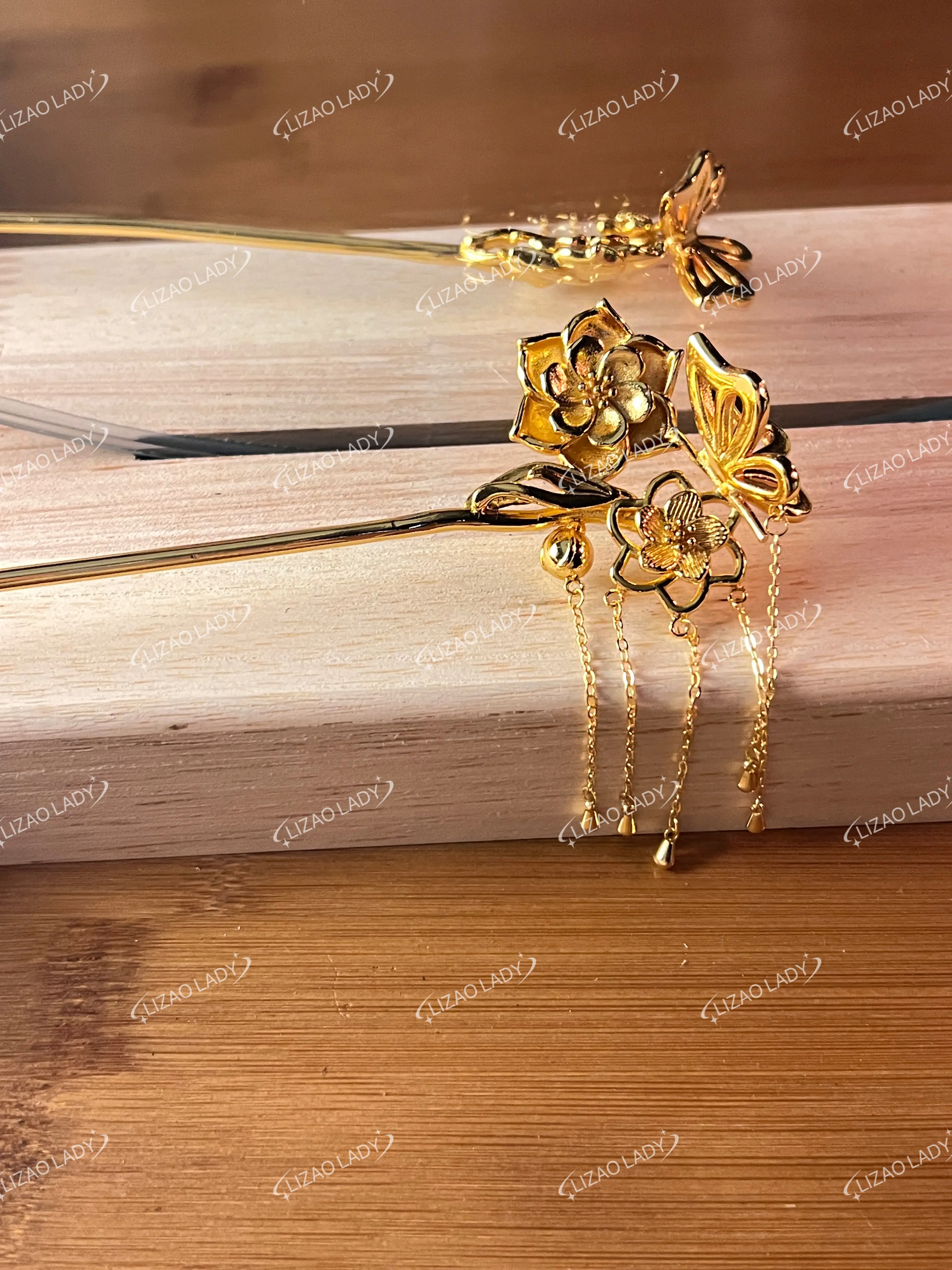 （2025.March.4th)LIZAOLADY, Chinese aesthetics, Chinese traditional accessories，Silver-plated lily fringed hairpin(sliver)