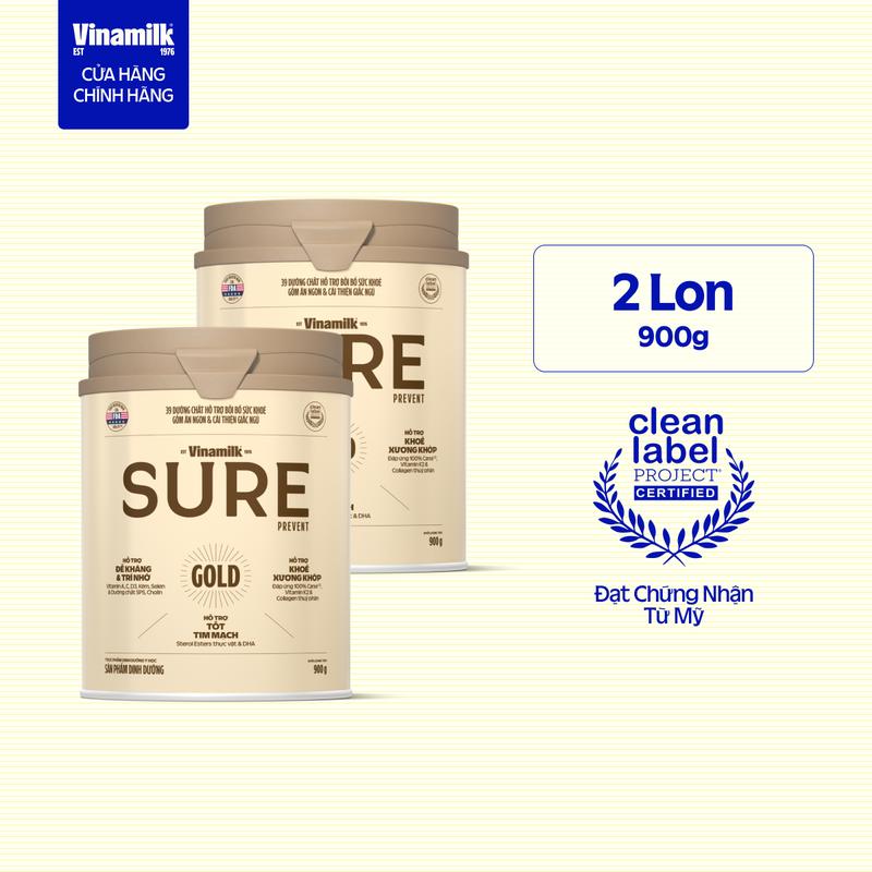 AFF Combo 2 Hộp Sữa bột cho người lớn tuổi Vinamilk Sure Prevent 900g - Hỗ Trợ Hệ Xương Khớp