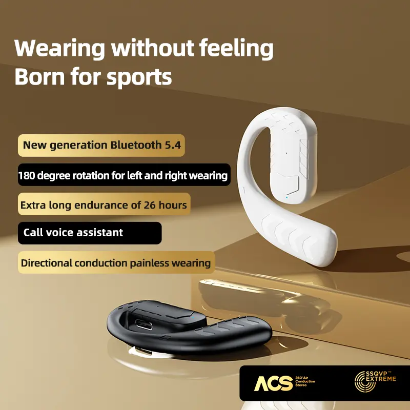OWS T30 Tai Nghe Một Tai Dành Cho Tai Trái và Phải [Món quà miễn phí] Bao tay chơi game, Âm thanh nổi không dây true bass tai nghe bluetooth, Pin dung lượng lớn với thời gian phát lại 26H, Cho thể thao và chơi game 1