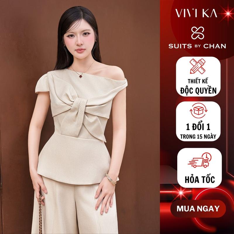 Áo thiết kế nữ Marina SUITS BY CHAN áo trễ vai kiểu sang trọng thanh lịch vải nhung dự tiệc đi chơi noel giáng sinh