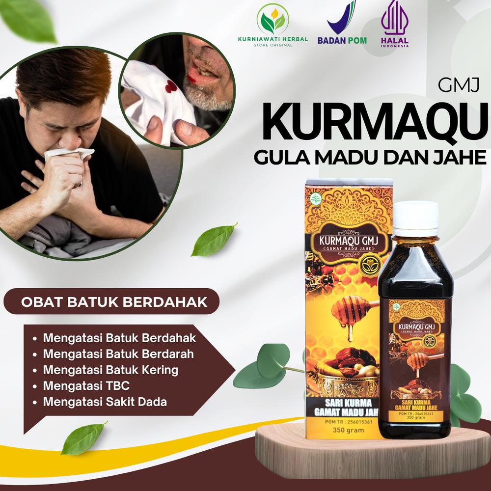 Kurmaqu Atasi Batuk Berdahak Batuk Berdarah Batuk Kering Akibat TBC Pneumonia Nyeri Dada Sesak Di dada Dengan Kurma Madu Jahe - 1 BTL KURMAQU