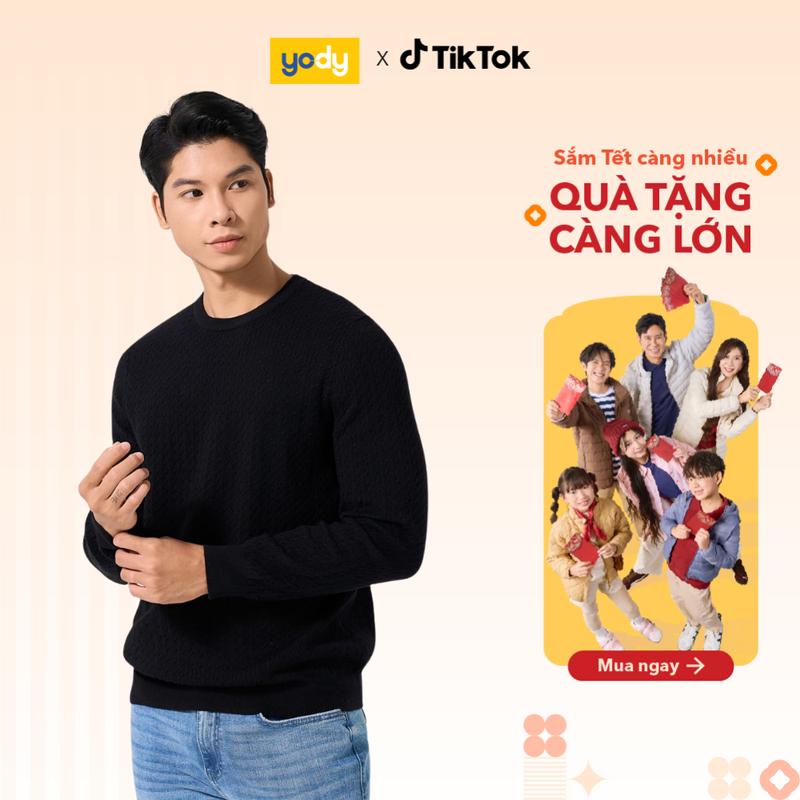  YODY Áo Len Nam Regular Cổ Tròn Thấp Bện Thừng ALM7007 