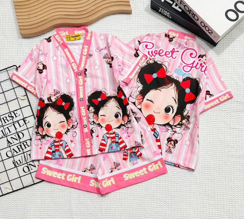   10kg tới 48kg   Set mẹ và bé gái cộc tay quần đùi bèo hàng thun lạnh in hoạ tiết 3D hoạt hình cho bé gái mặc nhà đi học  đi chơi cho bé gái mặc xinh xăn đáng yêu mặc mát ở nhà Cotton Thun đồ  ngủ  áo  ngủ capybara đồ  ngủ đồ  tết 