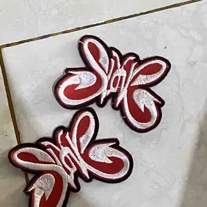 Patchify Slank Kupu-kupu Band Merah Putih Patch Bordir Logo Ukuran Topi/Dada