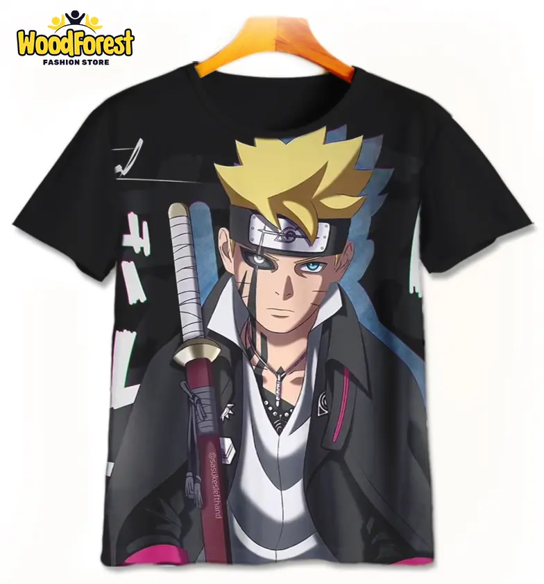 Kaos Anak Boruto v2 Baju Anime Kartun Boruto Anak 3D Printing Untuk Umur 1-12 Tahun