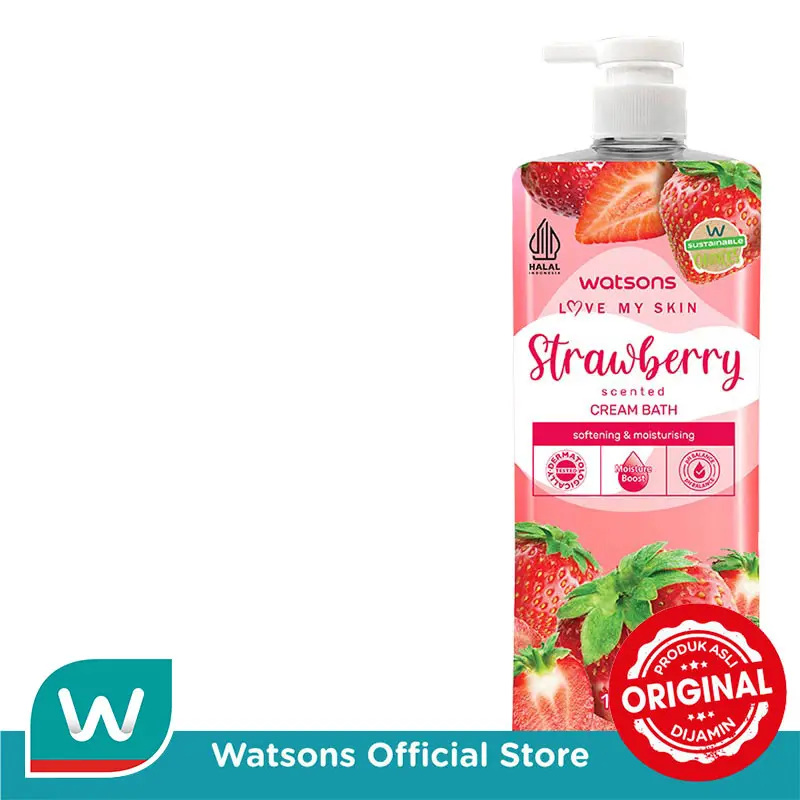 Watsons Strawberry Scented Cream Bath 1000ml 2